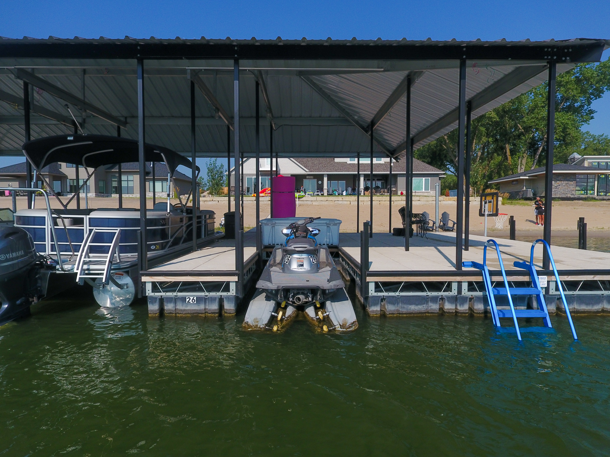 Covered Dock with PWC Lift & Pontoon Boat Slip