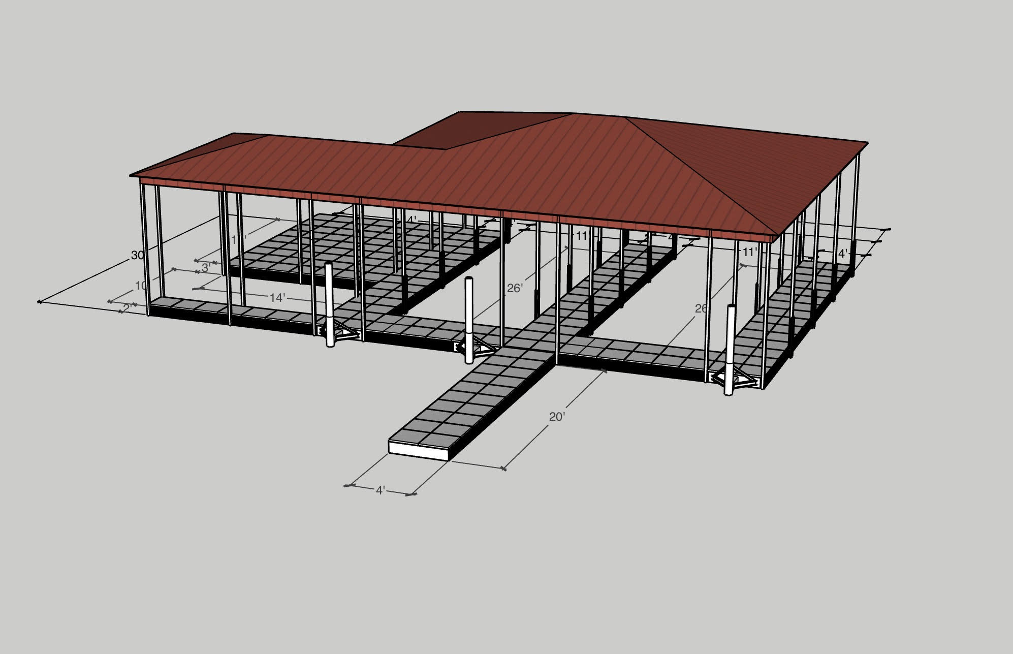 Custom Covered Boat Dock 3D Design Rendering