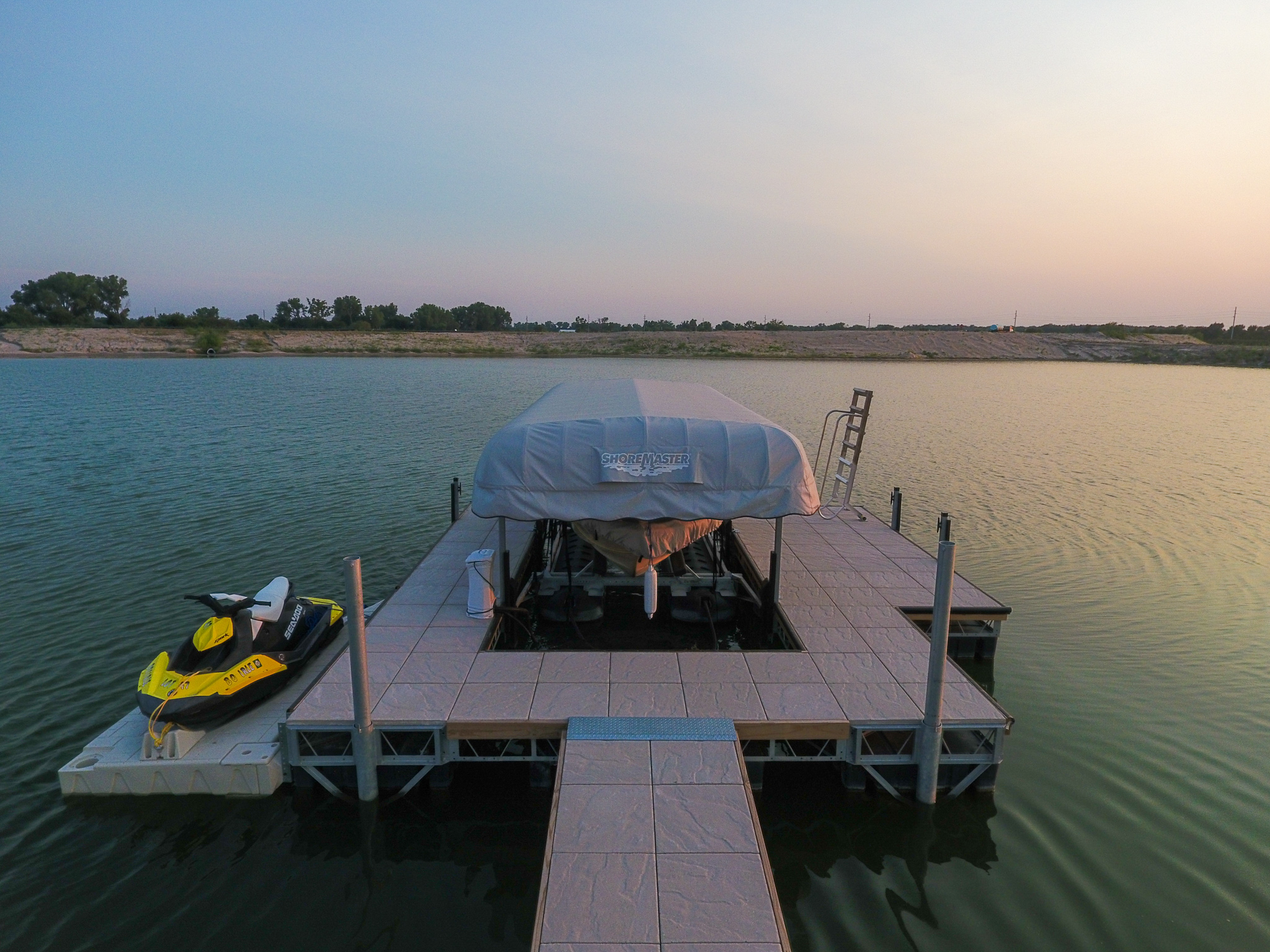 ShoreMaster Floating Dock with Boat Lift & PWC Dock