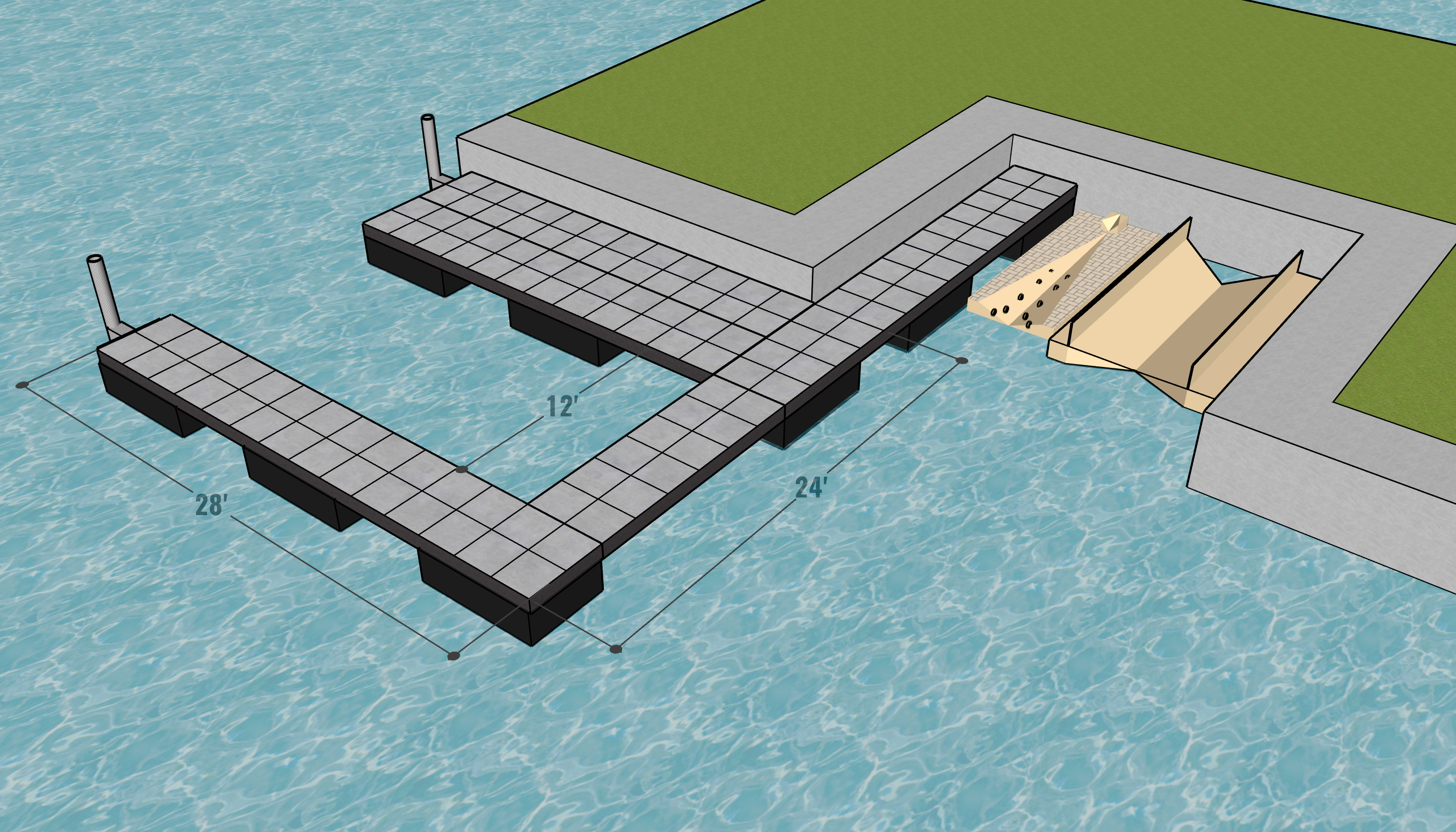 Custom Floating Dock System with Boat Slip Design