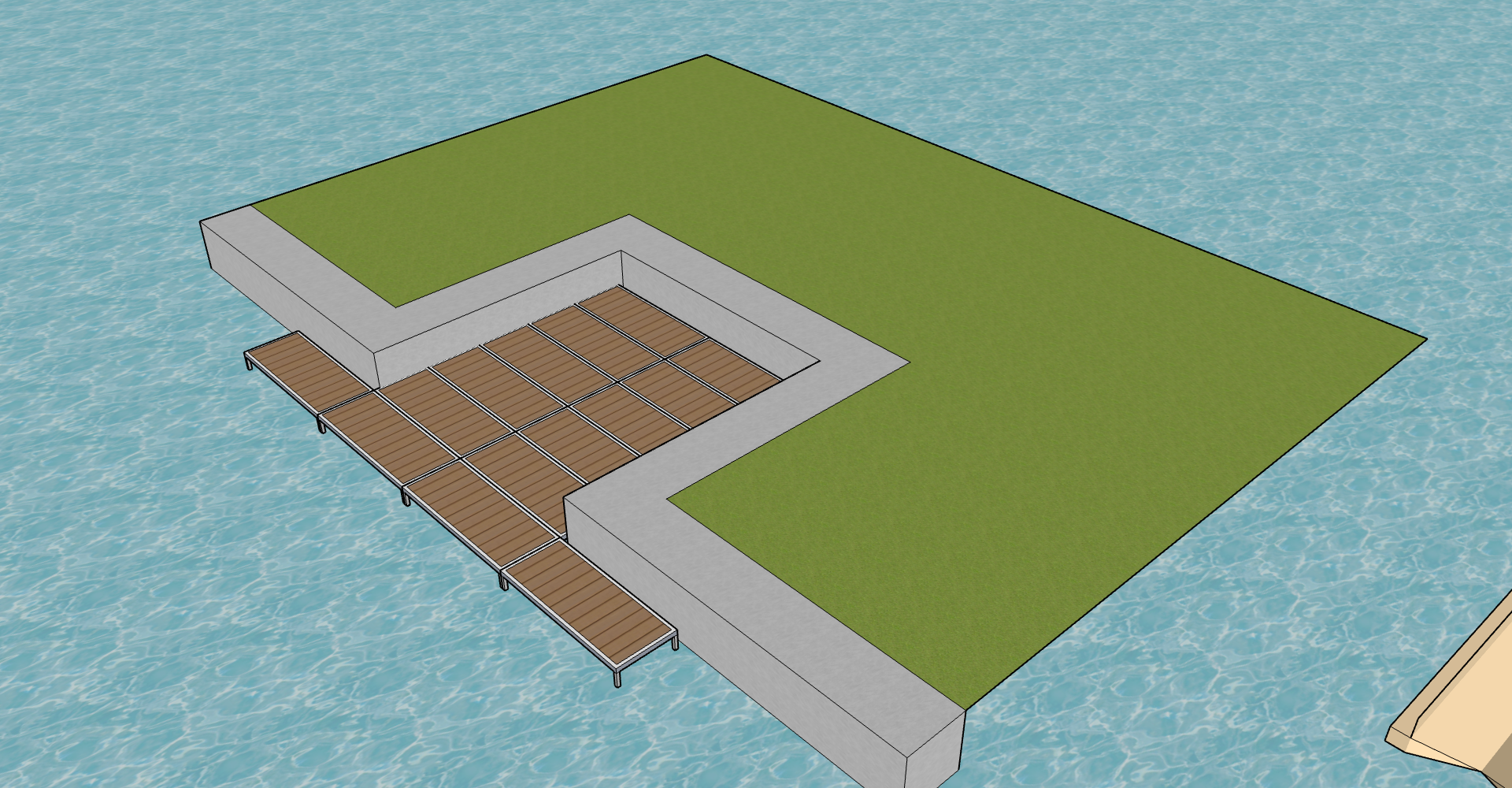Custom Waterfront Dock & Platform Design Rendering