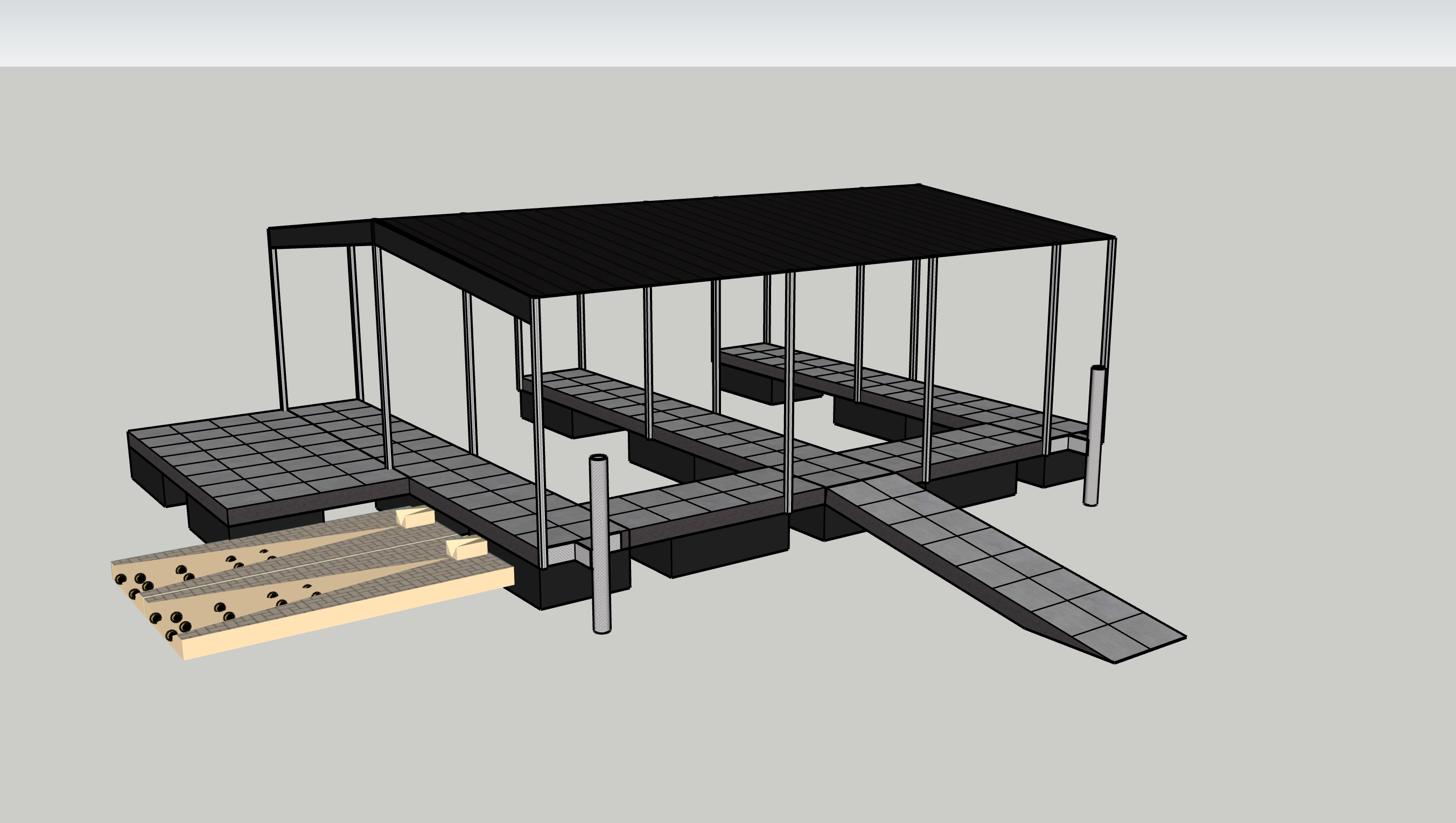 Custom Covered Floating Dock System – 3D Design Rendering
