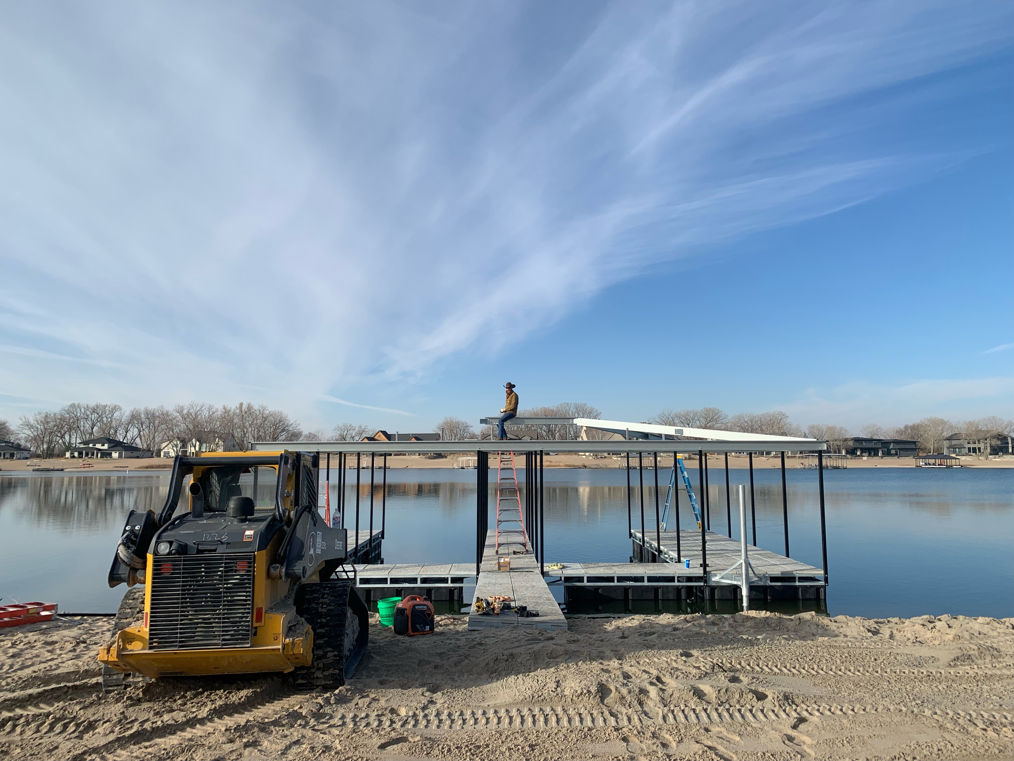 Covered Dock Installation in Progress on the Lake