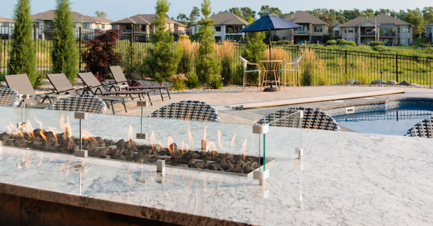 Pool-Side Fire Feature & Outdoor Living Space