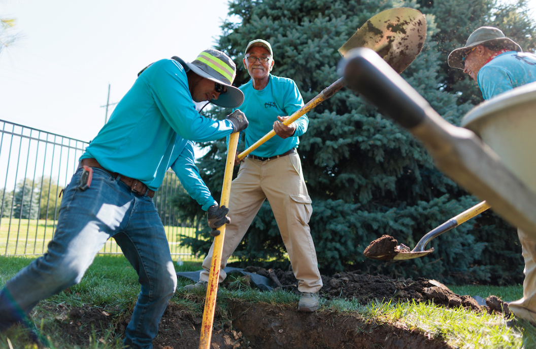 Landscape Crew Digging & Grading Outdoors