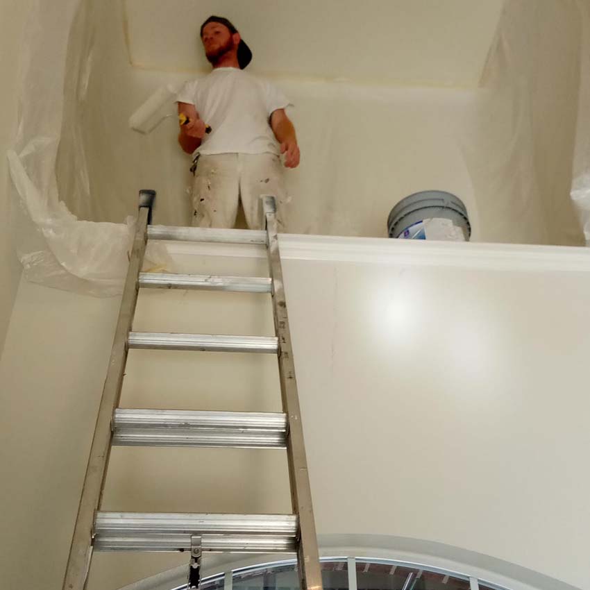 Interior Wall Painting on High Ladder