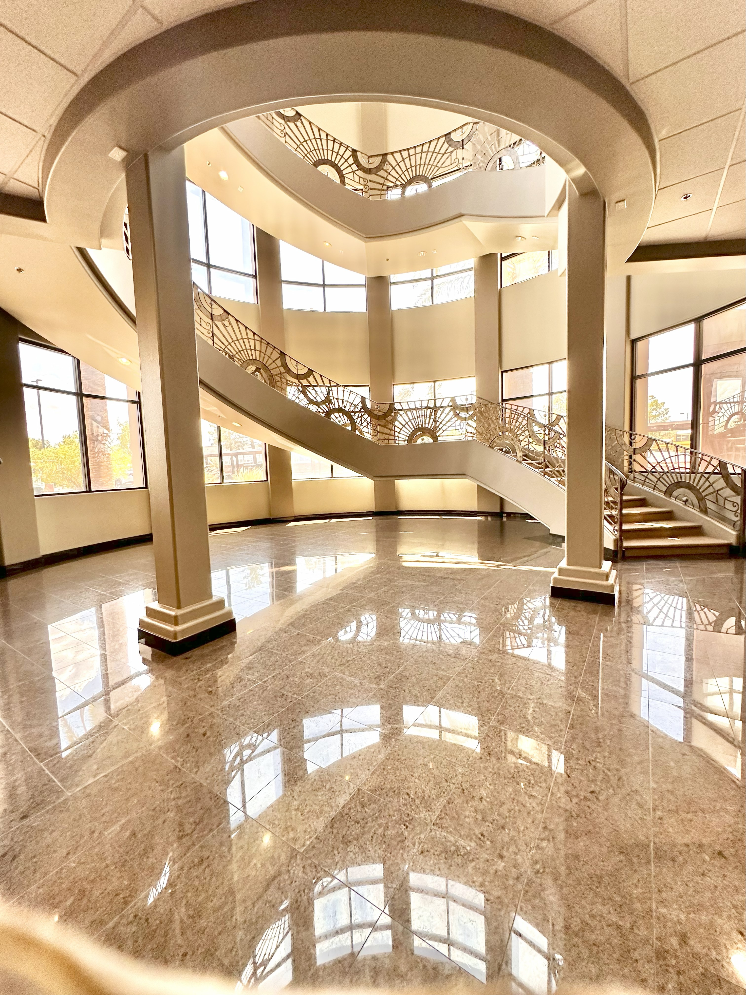 Elegant Grand Lobby Venue — Polished Marble & Art Deco Staircase