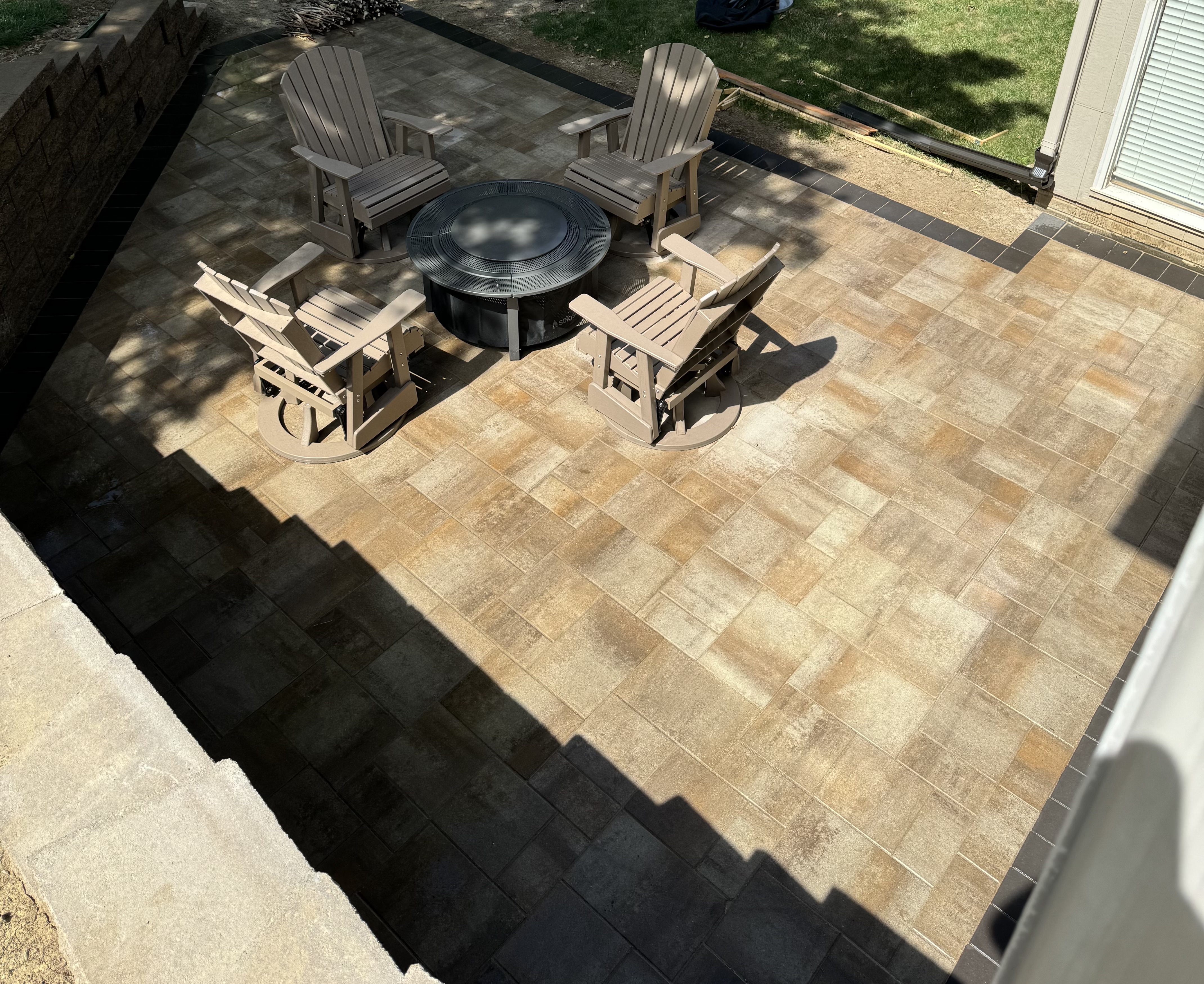 Custom Paver Patio with Fire Pit Seating Area