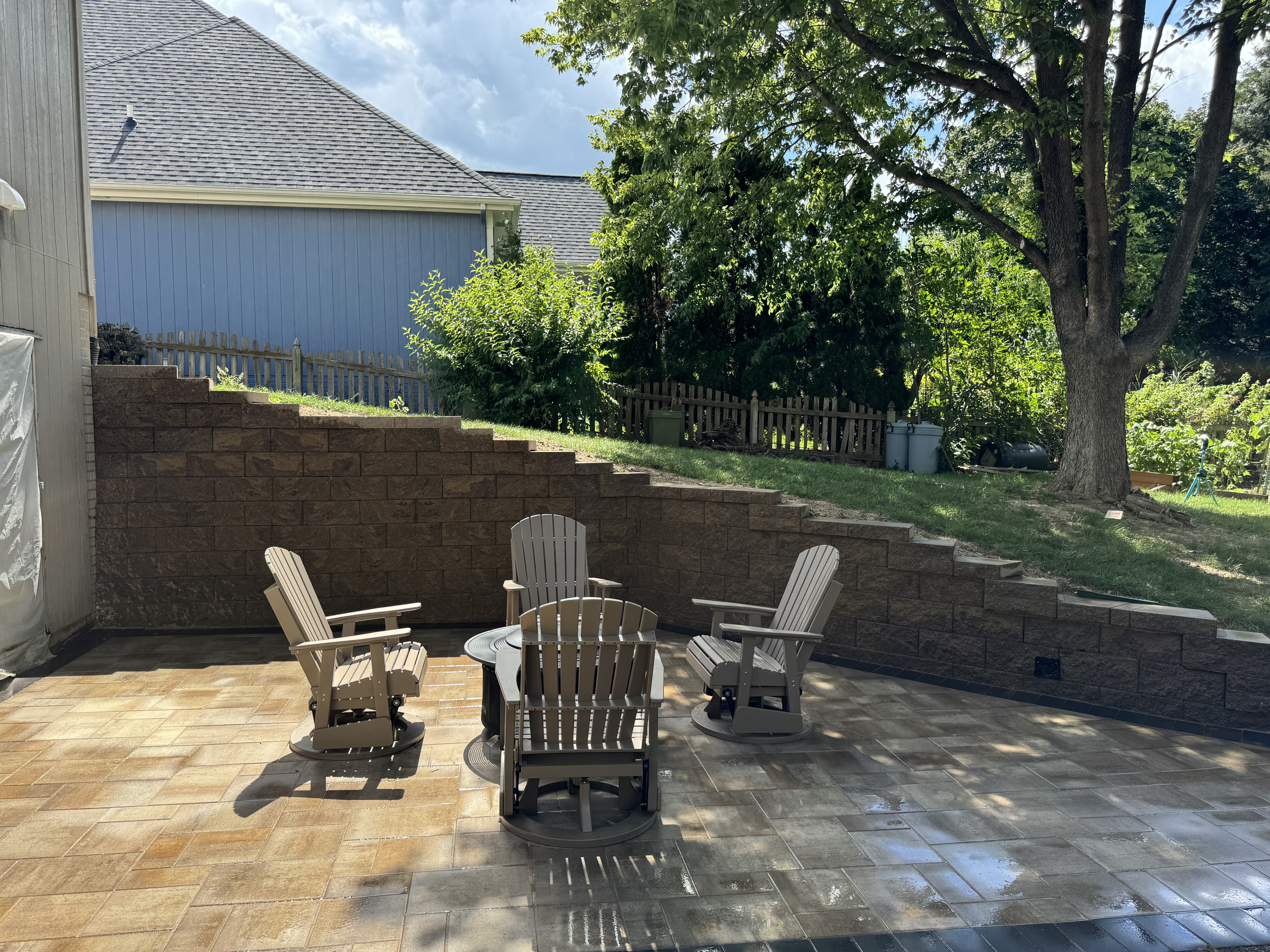 Tiered Block Retaining Wall with Paver Patio