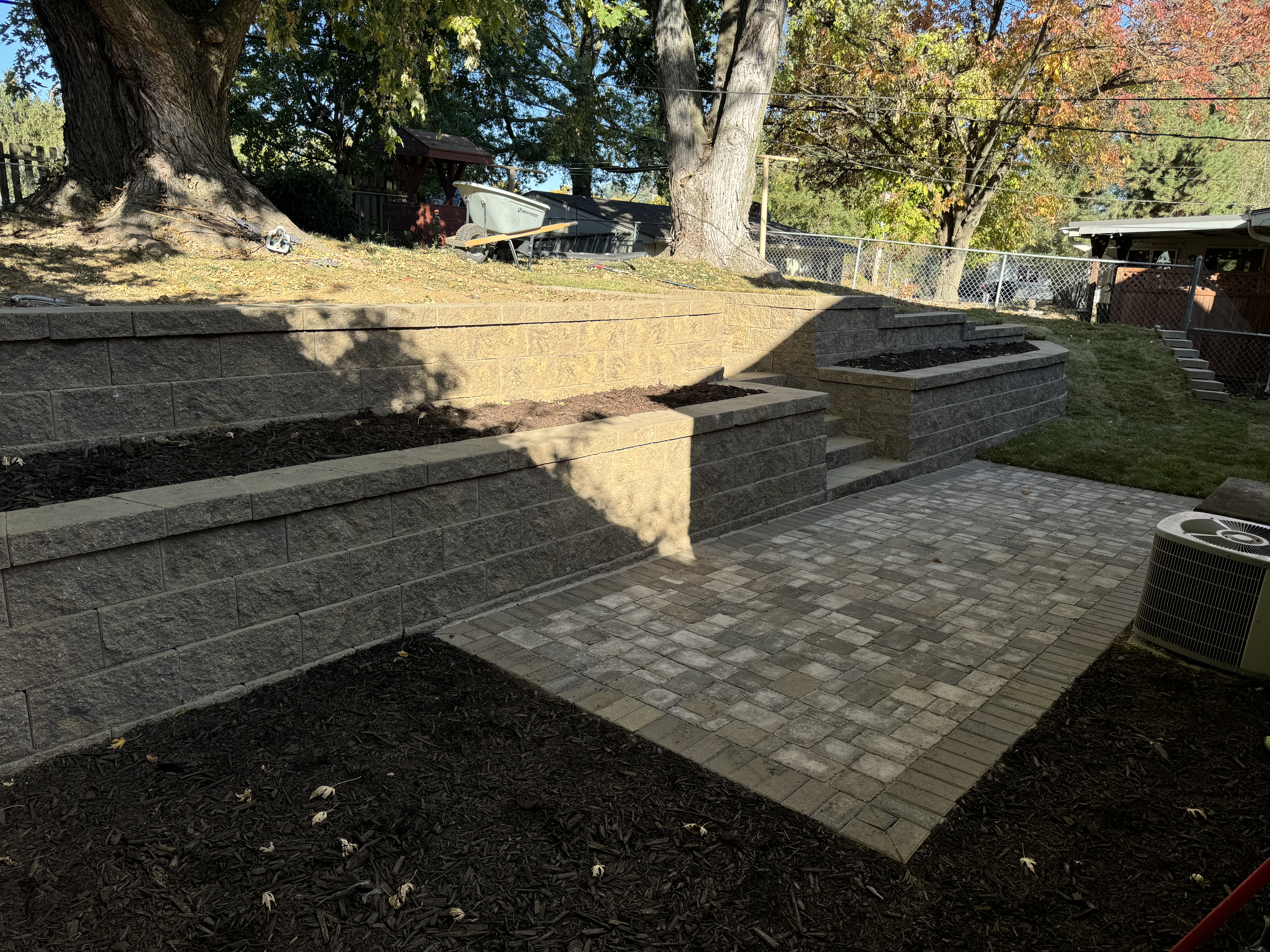 Tiered Block Retaining Walls with Paver Patio