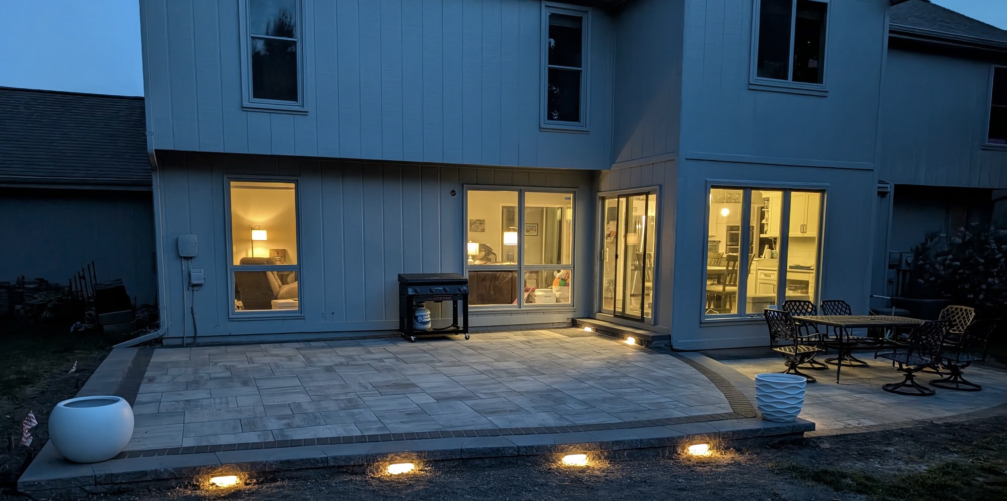 Illuminated Backyard Paver Patio Installation