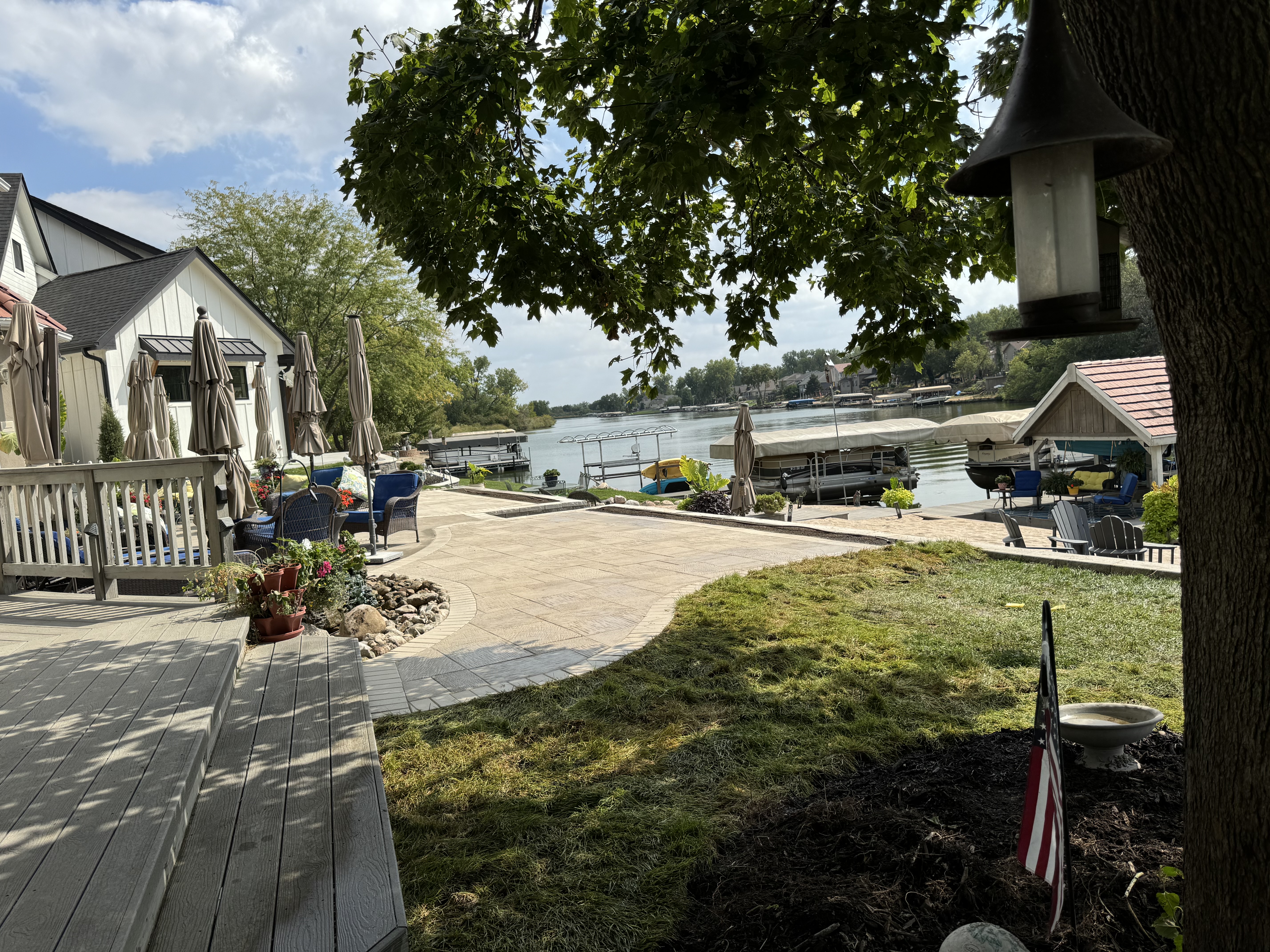 Lakefront Stamped Concrete Patio & Outdoor Living Space