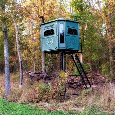 Elevated Hunting Blind in Wooded Setting