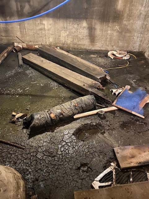 Severely Damaged Underground Pit & Pipe Excavation