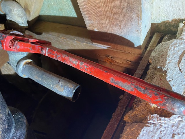 Pipe Wrench Work in Crawl Space – Plumbing Repair