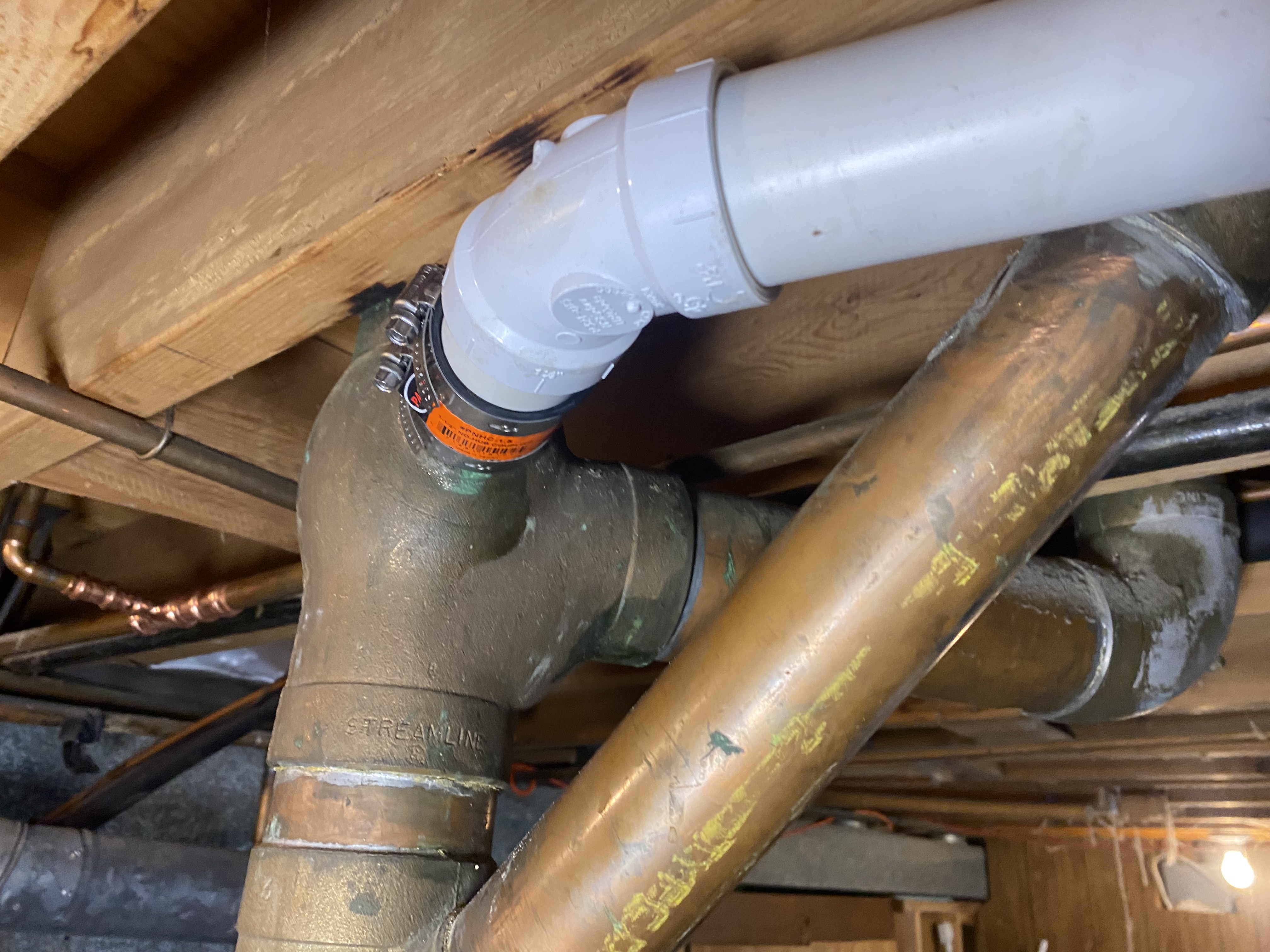 Basement Drain Pipe Transition & Repair