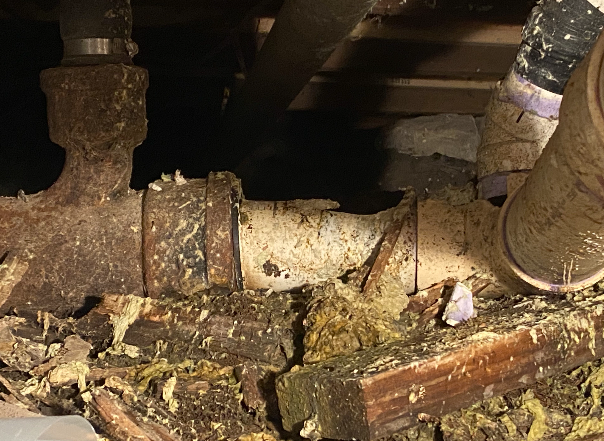 Severely Corroded Underground Pipe System Requiring Repair
