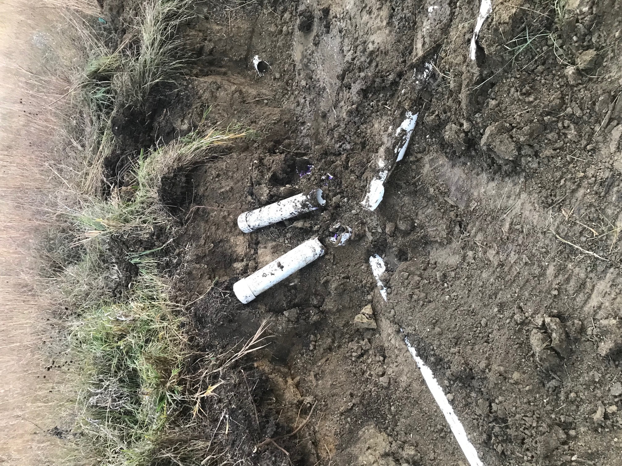 Broken Underground PVC Pipe Excavation and Repair
