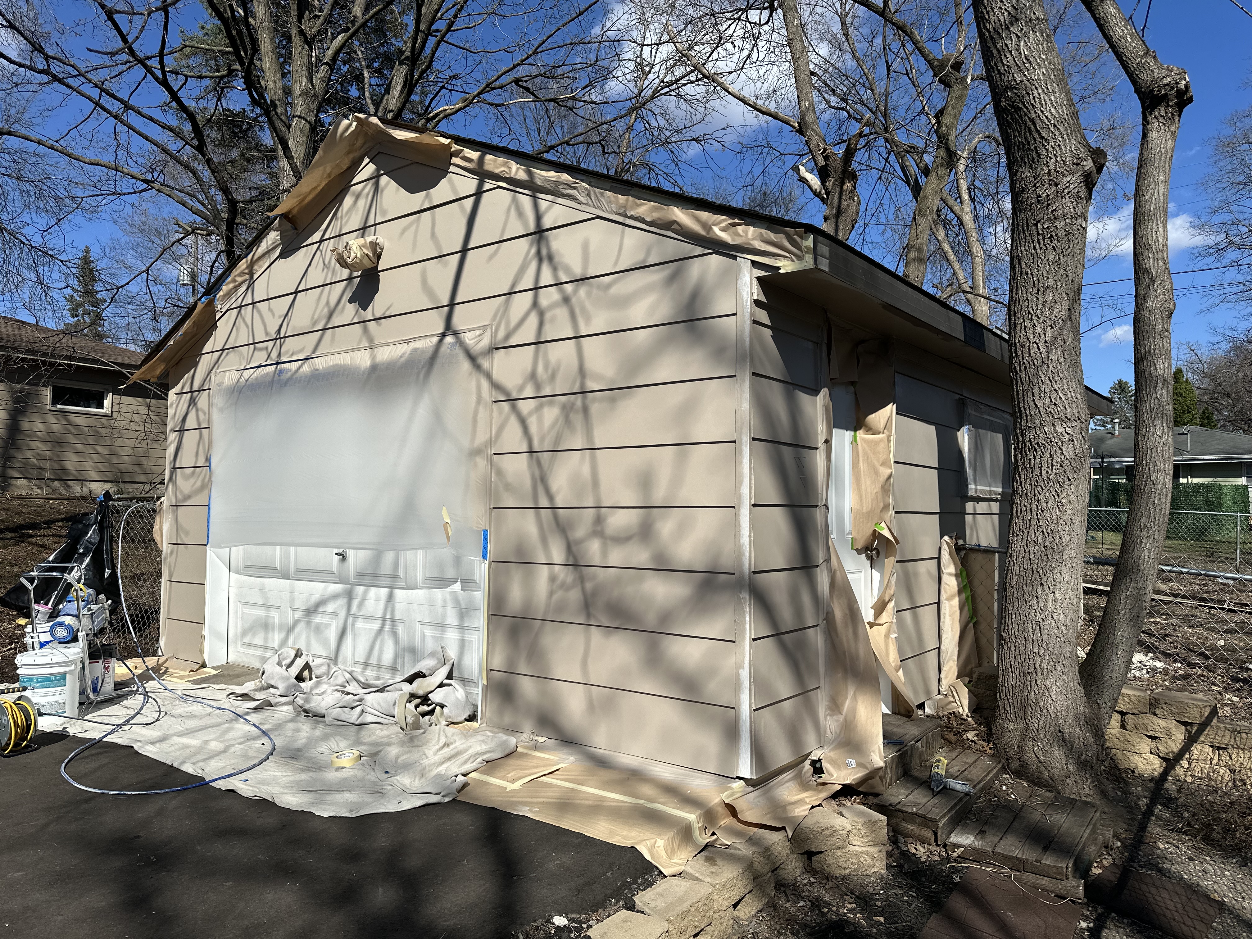 Garage Exterior Painting in Progress