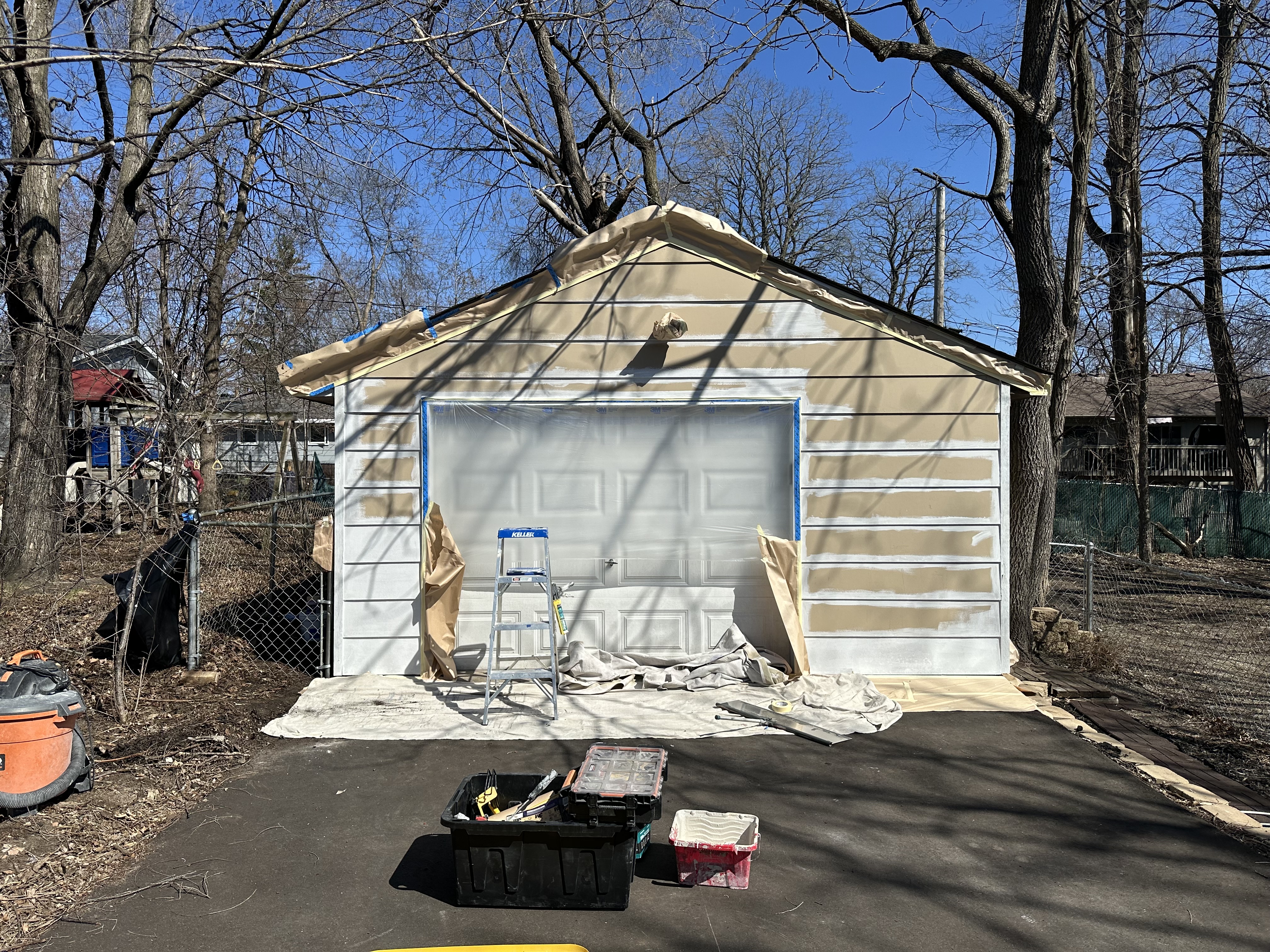 Garage Exterior Painting in Progress