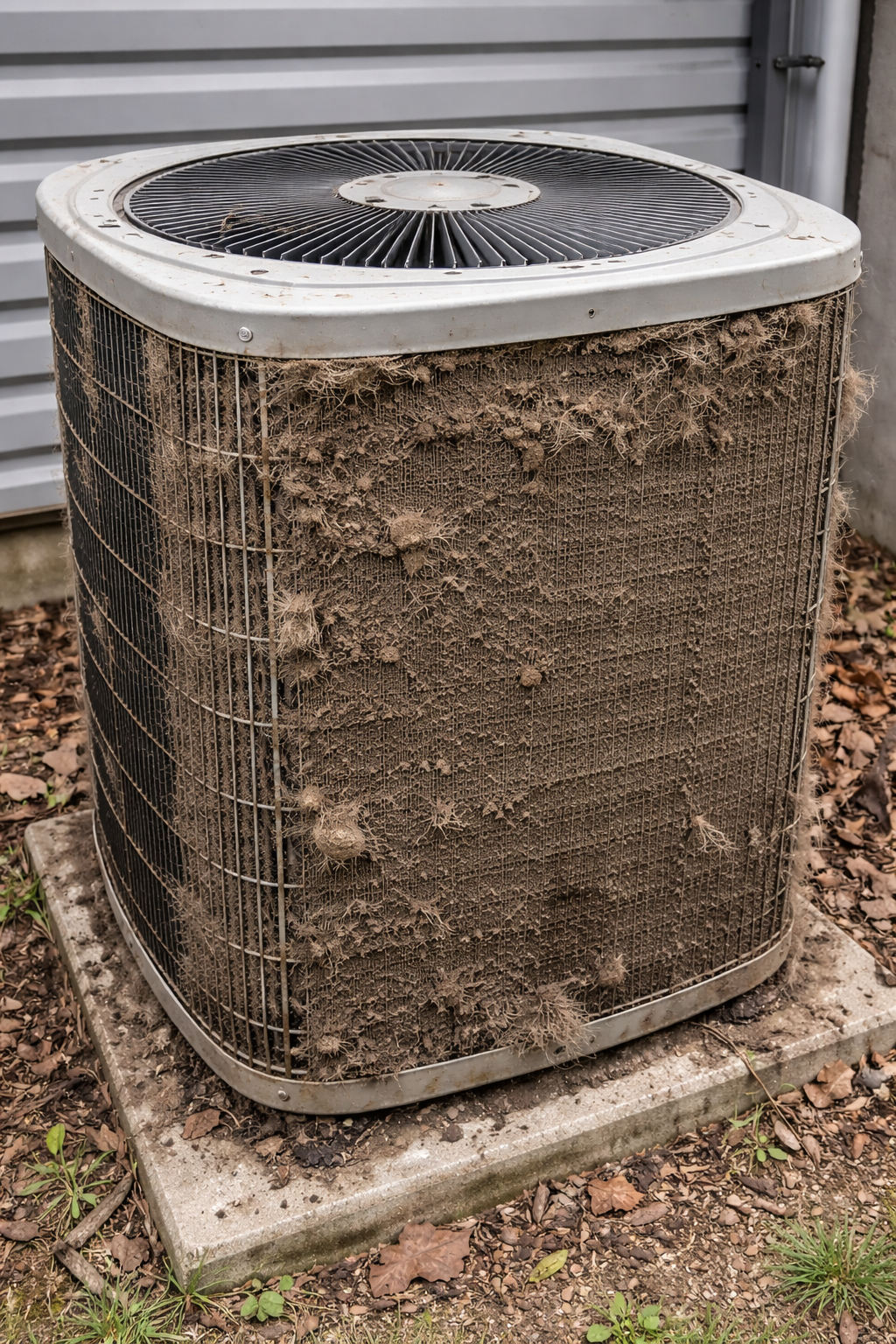 Dirty AC Condenser Unit in Need of Professional Cleaning